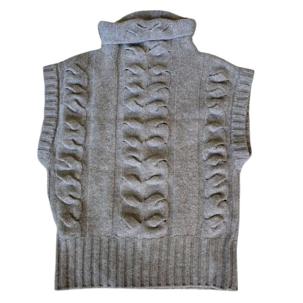 LORENA ANTONIAZZI Women's Cashmere/ Wool Blend Beige Vest Turtle Neck Size 36